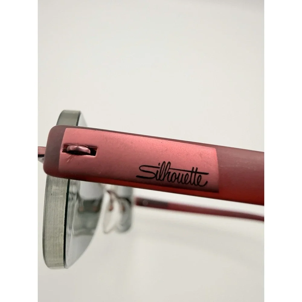 Silhouette 7608 40 6054 Titanium Red Rimless Eyeglasses Frames 17 135 Austria